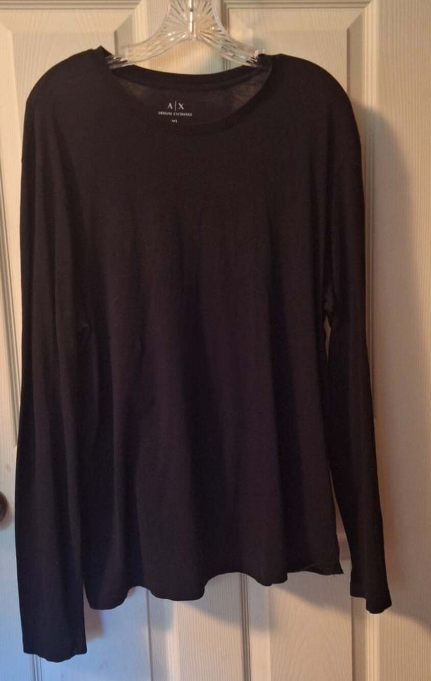 A/X Armani Exchange Men's Basic Long Sleeves T Shirt Tee Black Pima Cotton XL